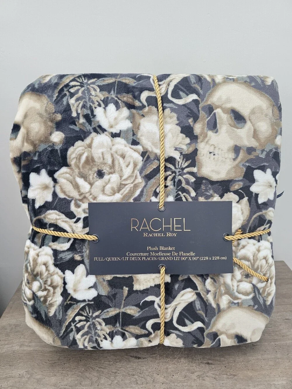 Rachel Roy Plush Blanket Full/Queen Skull Floral New Viral